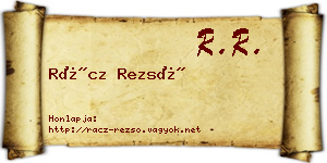 Rácz Rezső névjegykártya